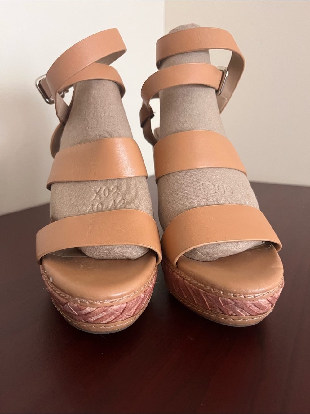 Antonio Melani Tan Strappy Platform Wedge Sandals - Women Size 7.5M
